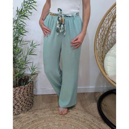 Pantalon femme fluide vert d'eau Yunaé