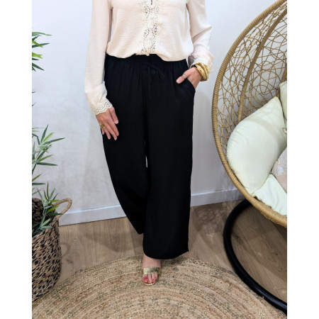 Pantalon fluide femme fin noir Eméria
