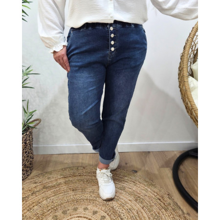 Jean femme élastiqué grande taille bleu foncé Irisia