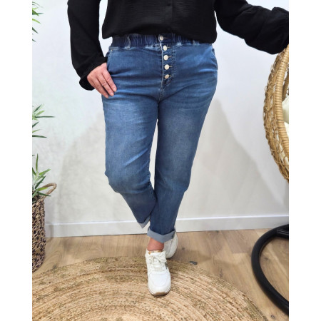 Jean femme élastiqué grande taille bleu moyen Irisia