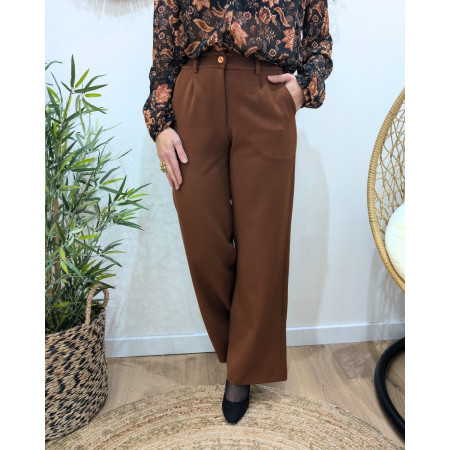 Pantalon femme marron fluide Zéa