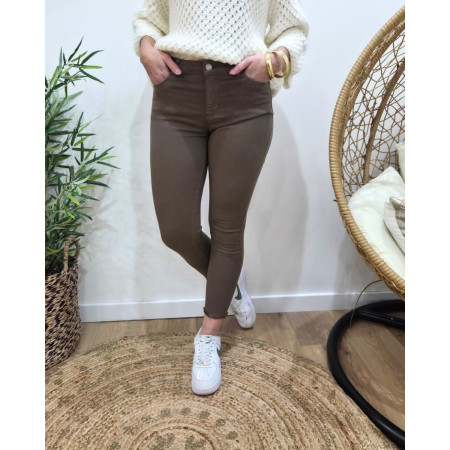 Pantalon femme taupe skinny 7/8