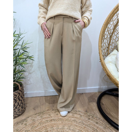 Pantalon femme fluide camel Allegra