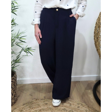 Pantalon femme fluide bleu marine Aricia
