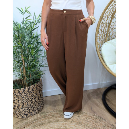 Pantalon femme fluide marron Aricia