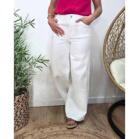 Jean femme super wide blanc