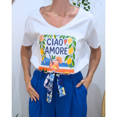 T-Shirt femme blanc Cocktail Cia Amore