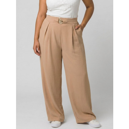 Pantalon femme fluide beige sable ceinture bijou Callista