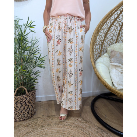 Pantalon femme fluide beige et kaki Gaudia