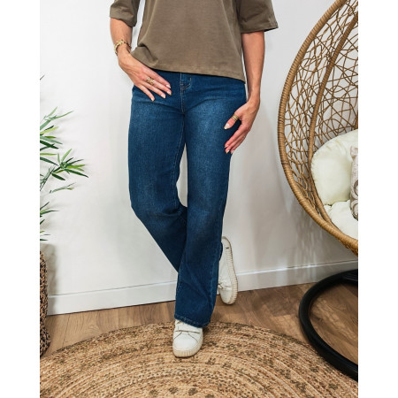 Jean femme Wide leg bleu moyen coupe confort 