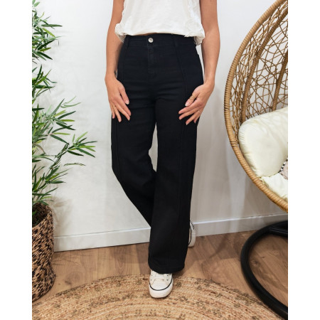 Jean femme Palazzo noir coupe confort