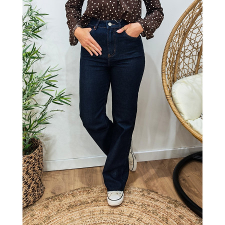 Jean femme Wide leg bleu brut coupe confort bas coupé
