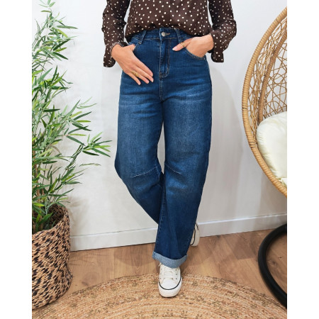 Jean femme barrel balloon bleu foncé
