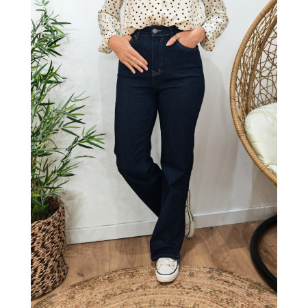 Jean femme wide leg bleu brut coeur brodé