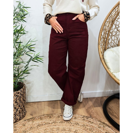 Jean femme barrel balloon bordeaux