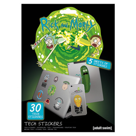 Pack de 30 Tech Stickers Rick et Morty