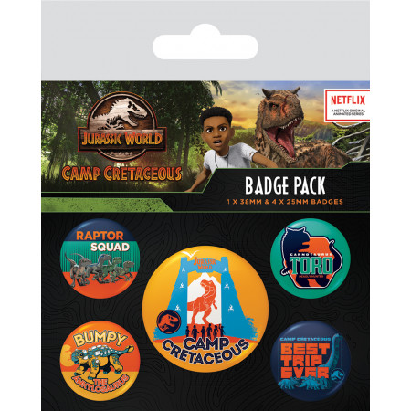 Pack de 5 badges Jurassic Park Camp Cretaceous