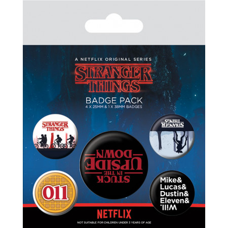 Pack de 5 badges Stranger Things Upside Down