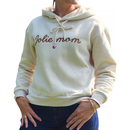 Sweat à capuche femme broderie Jolie Mom