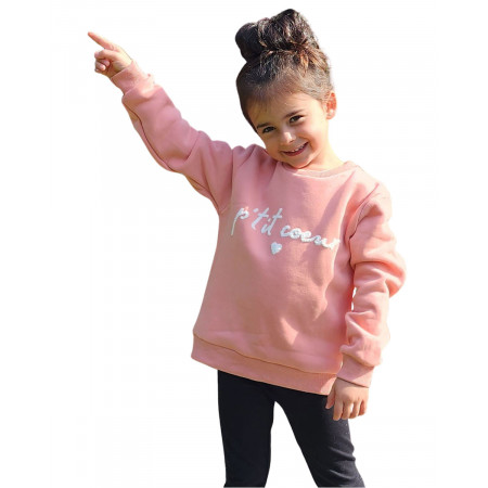 Sweat enfant rose broderie P'tit cœur
