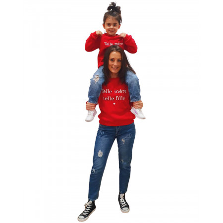 Sweat enfant rouge broderie Telle mère telle fille