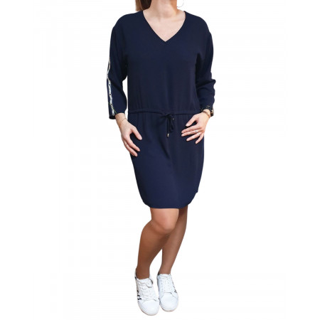 Robe bleue marine bande argent cloutée