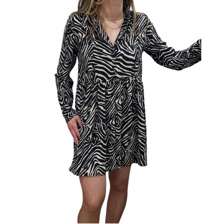 Robe chemise zébrée noire et blanche