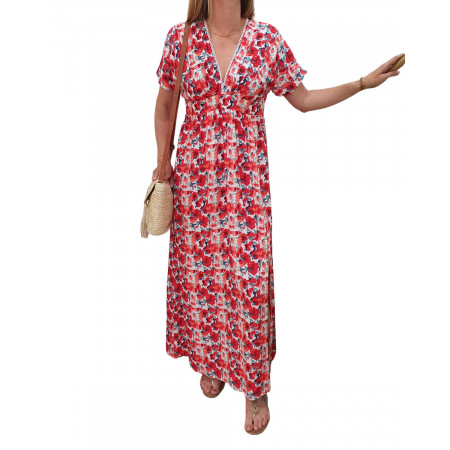 Robe longue manches à volants Hortense