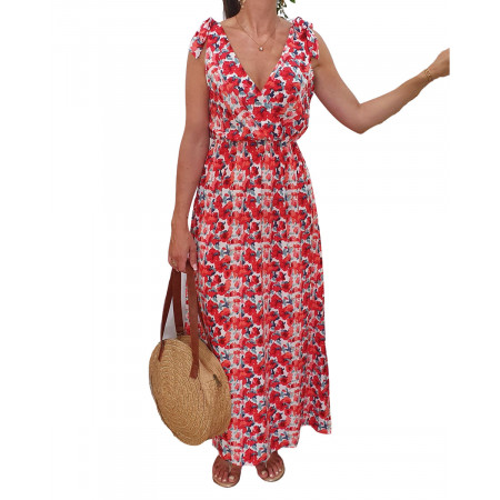 Robe longue Hortense bretelles à noeuds