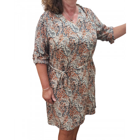 Robe femme brique imprimé cachemire