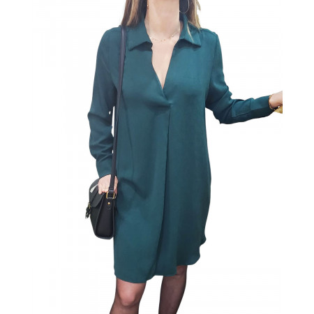 Robe droite femme fluide Pauline verte
