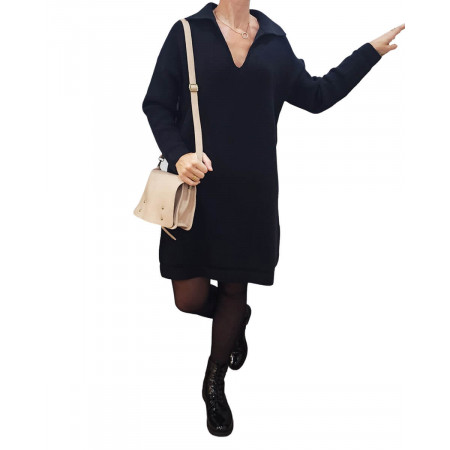 Robe pull unie-Noir