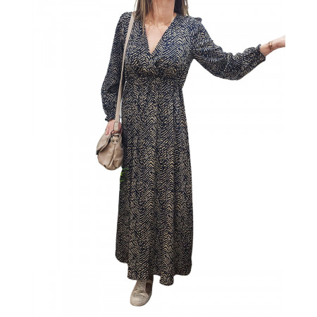 Robe longue femme bleu marine Caroline