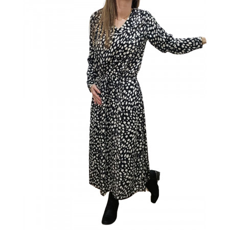 Robe longue femme noire et blanche Garance