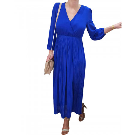 Robe longue femme bleu roi Joséphine