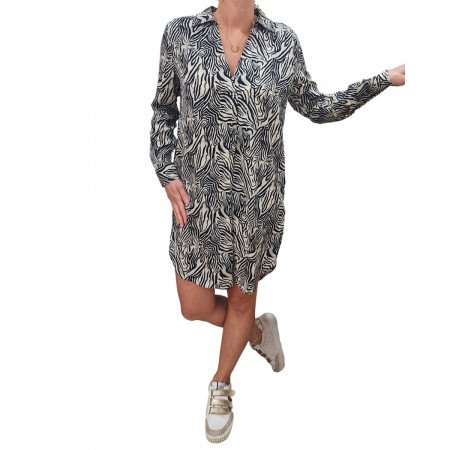 Robe femme droite fluide zébrée