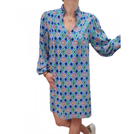 Robe femme droite fluide Savannah-bleu