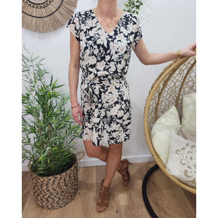Robe femme noire et beige Marion