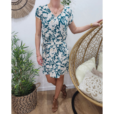 Robe femme verte et beige Marion