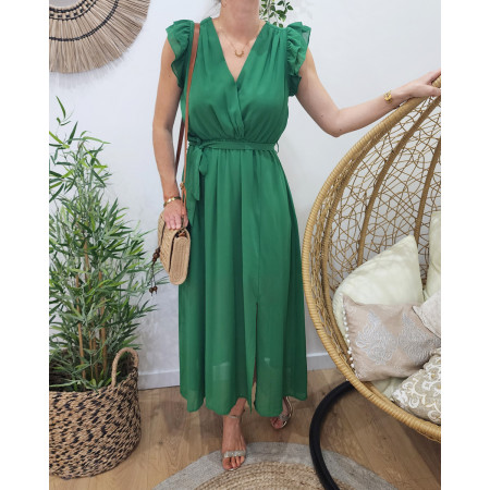 Robe longue femme vert gazon Kyllia 