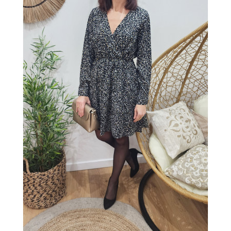 Robe femme noire blanche et dorée Lolita