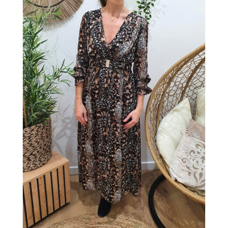 Robe longue femme marron Elana