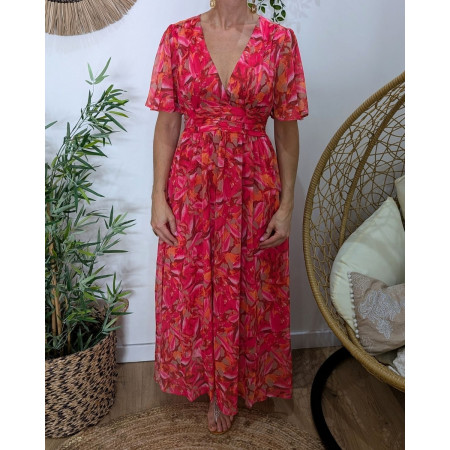 Robe longue femme fuchsia orange kaki Zéphina