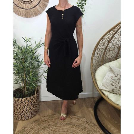  Robe femme cache coeur noire nouée Ginevra