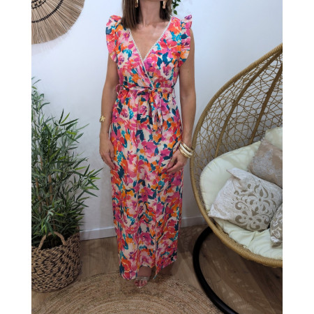  Robe longue femme fleurie multicolore Solange