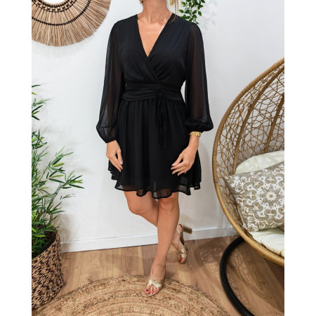  Robe courte femme unie noire Gabrielle