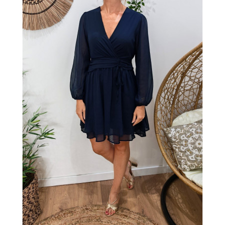  Robe courte femme unie bleu marine Gabrielle