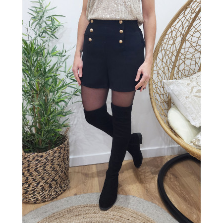 Short femme noir taille haute