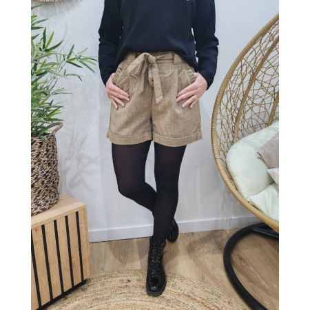 Short femme taupe pailleté Giada