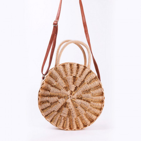 Sac en paille camel et doré Horolia